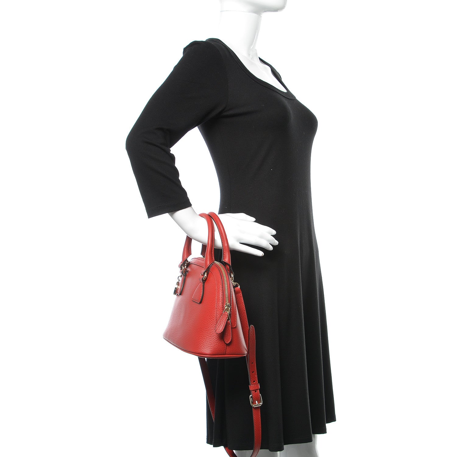 Gucci Dollar Calfskin Small GG Charm Dome Bag Red 3 of 10