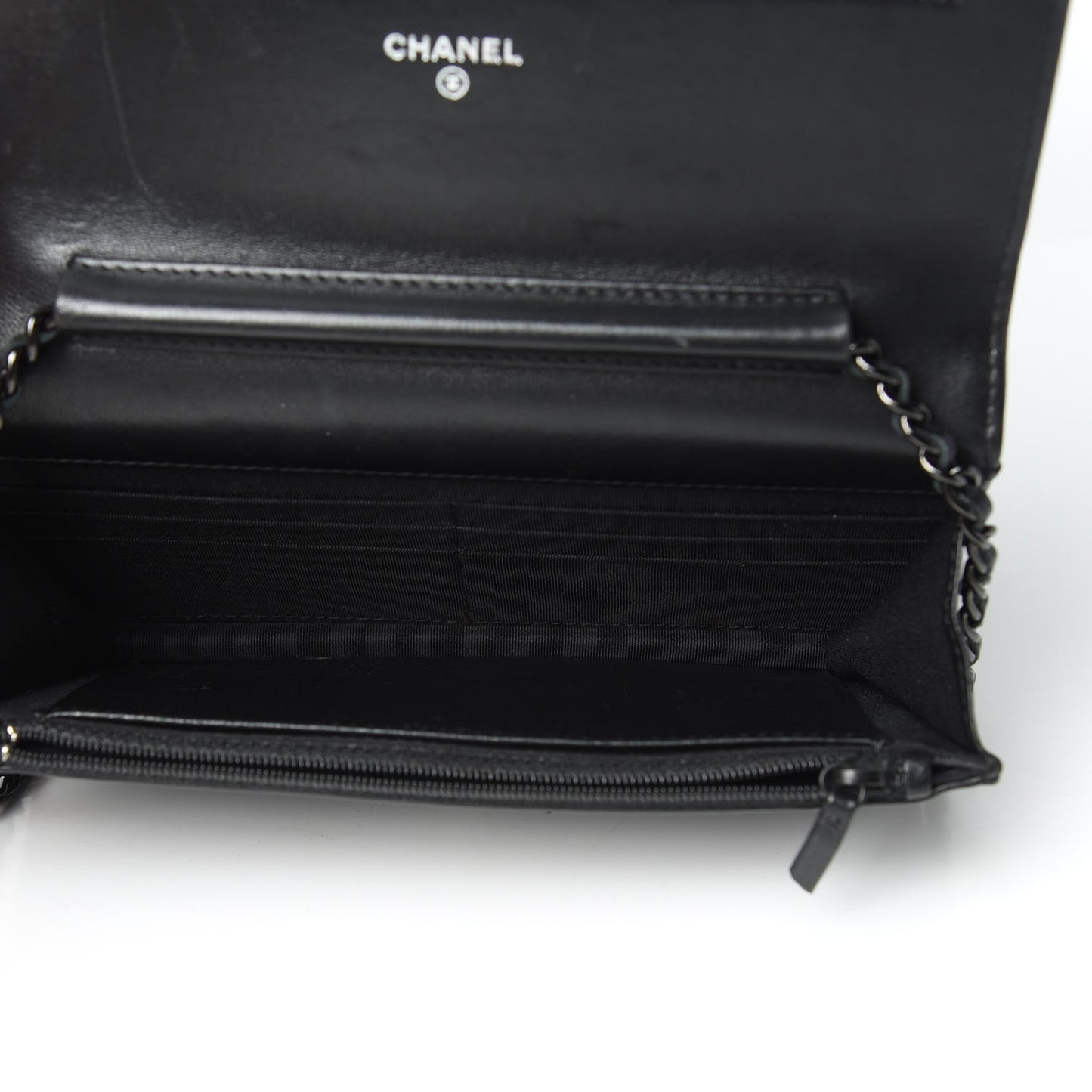 Lambskin Chevron Quilted Wallet On Chain WOC So Black