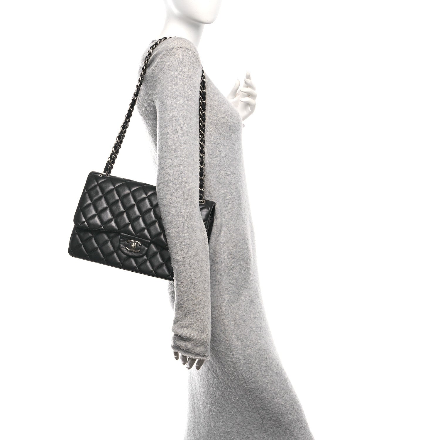 Chanel Lambskin Quilted Jumbo Double Flap Black 2 of 10