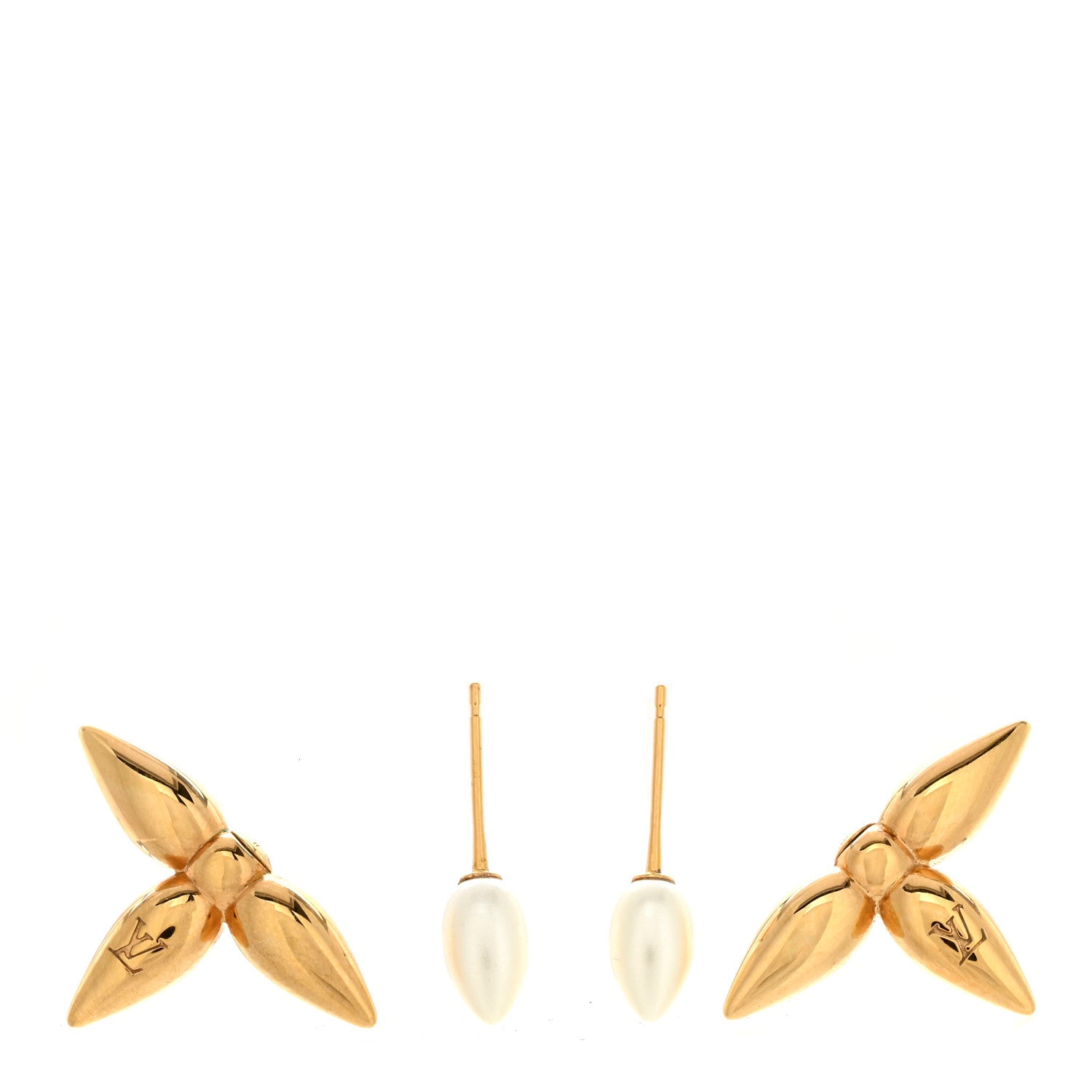 Louis Vuitton Pearl Louisette By Night Earrings Gold 3 of 5
