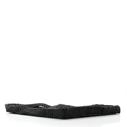 Prada Yarn Raffia Effect Crochet Logo Embroidered Tote Bag Black 4 of 12