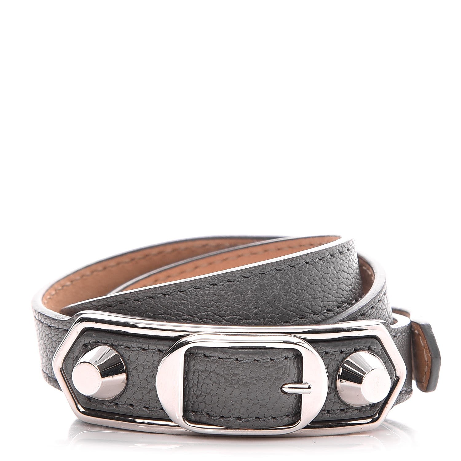 Balenciaga Chevre Hamilton SIlver Metallic Edge Triple Tour M Bracelet Gris Acier 1 of 7