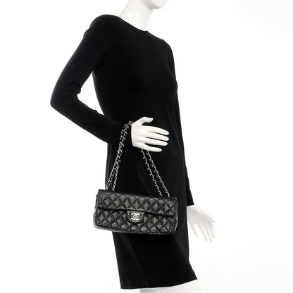 Chanel Lambskin Perforated East West Flap Black 2 of 7