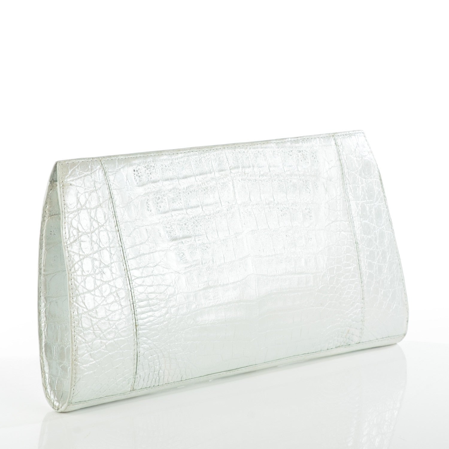 Nancy Gonzalez Metallic Crocodile Frame Clutch Silver 3 of 8