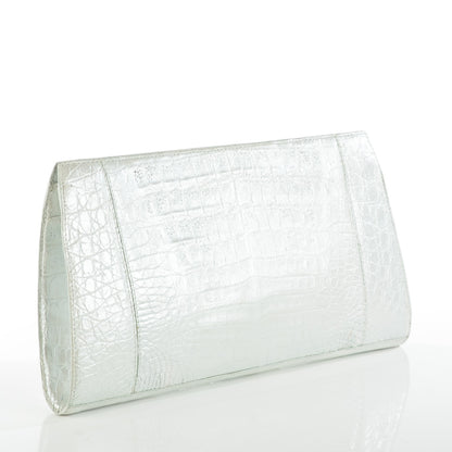 Nancy Gonzalez Metallic Crocodile Frame Clutch Silver 3 of 8