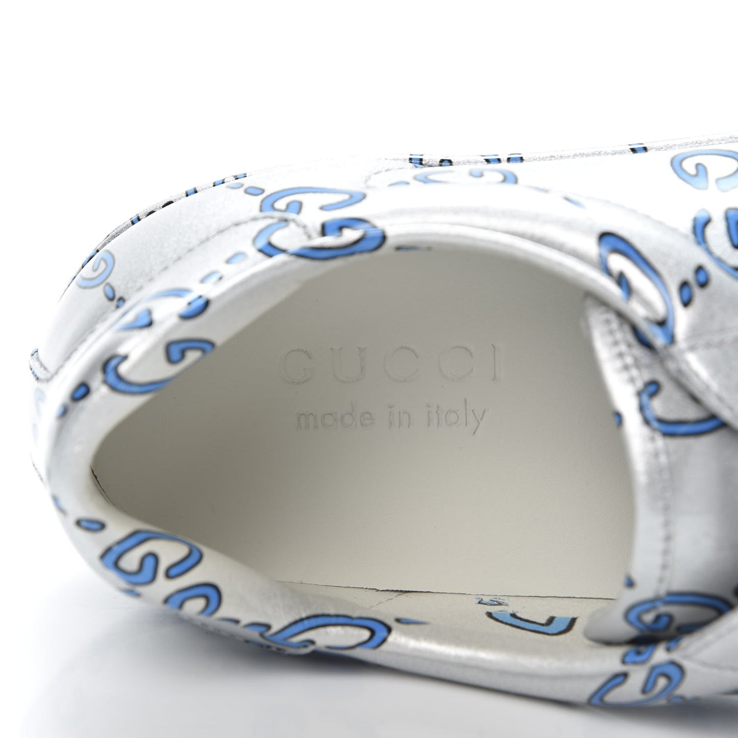 Miro Rubber Wax GucciGhost Print Mens New Ace Sneakers 7 Silver