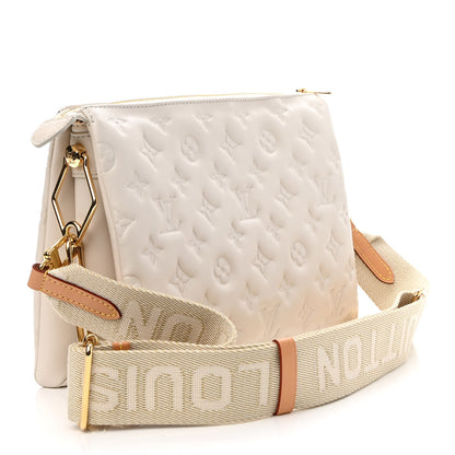 Louis Vuitton Lambskin Embossed Monogram Coussin PM Cream 3 of 10