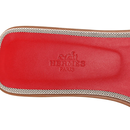 Hermes Canvas Calfskin Oran Sandals 38.5 Prunoir Rouge A Levre 7 of 8
