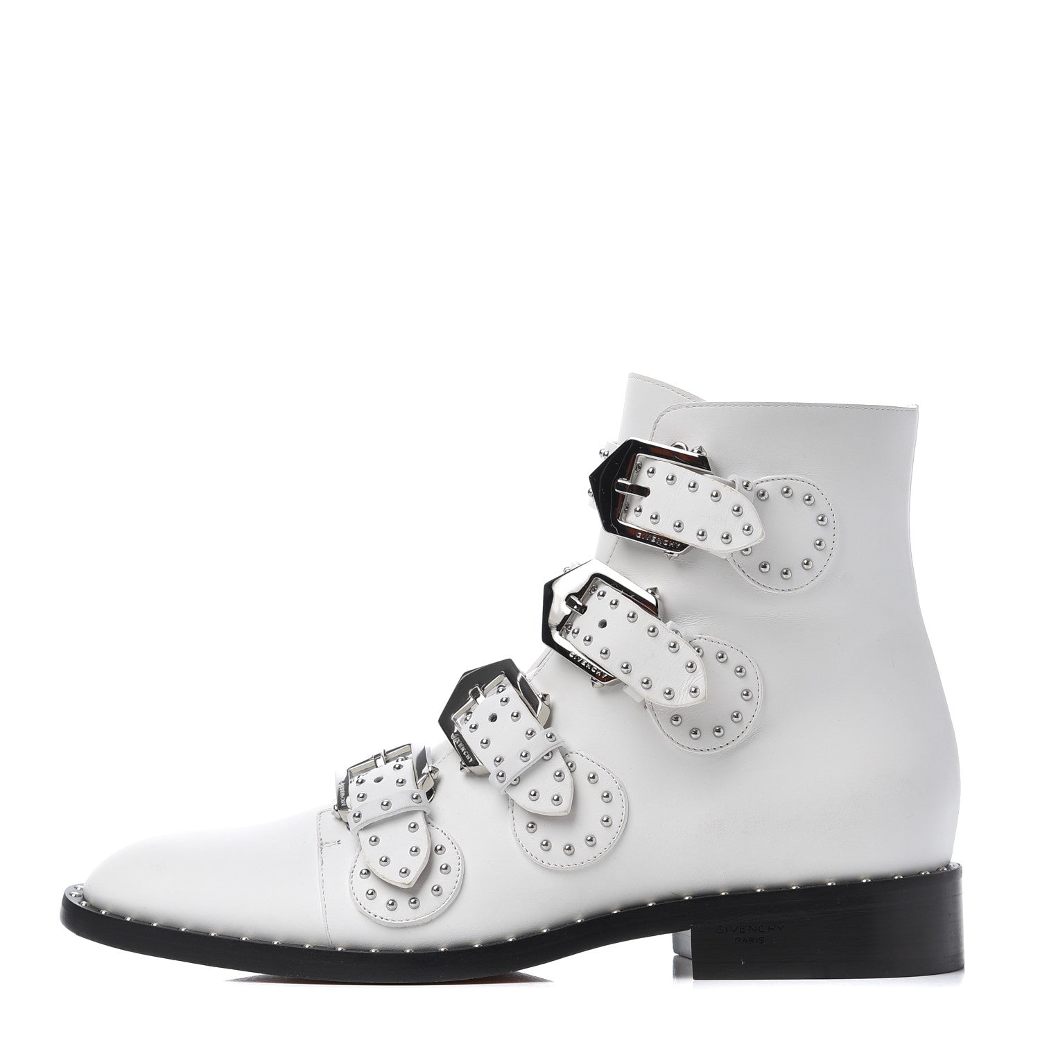 Givenchy Calfskin Studded Prue Buckle Booties 38 White 1 of 11