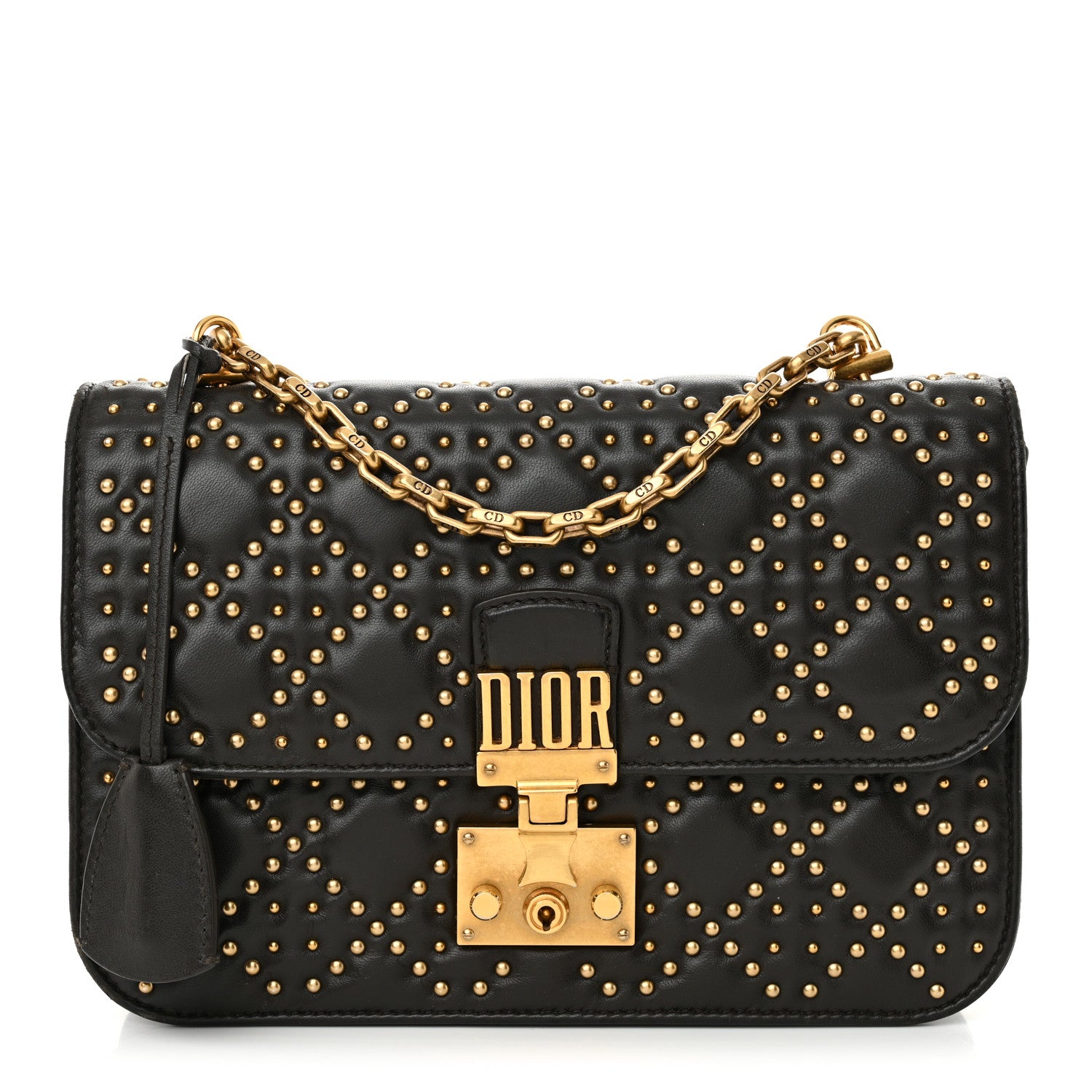 Christian Dior Lambskin Cannage Studded Large Dioraddict Flap Bag Brown 1 of 12