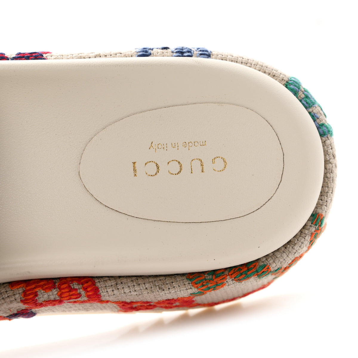 Gucci Linen Psychedelic Mini GG Monogram Angelina Platform 55mm Slide Sandals 37.5 Multicolor 8 of 10
