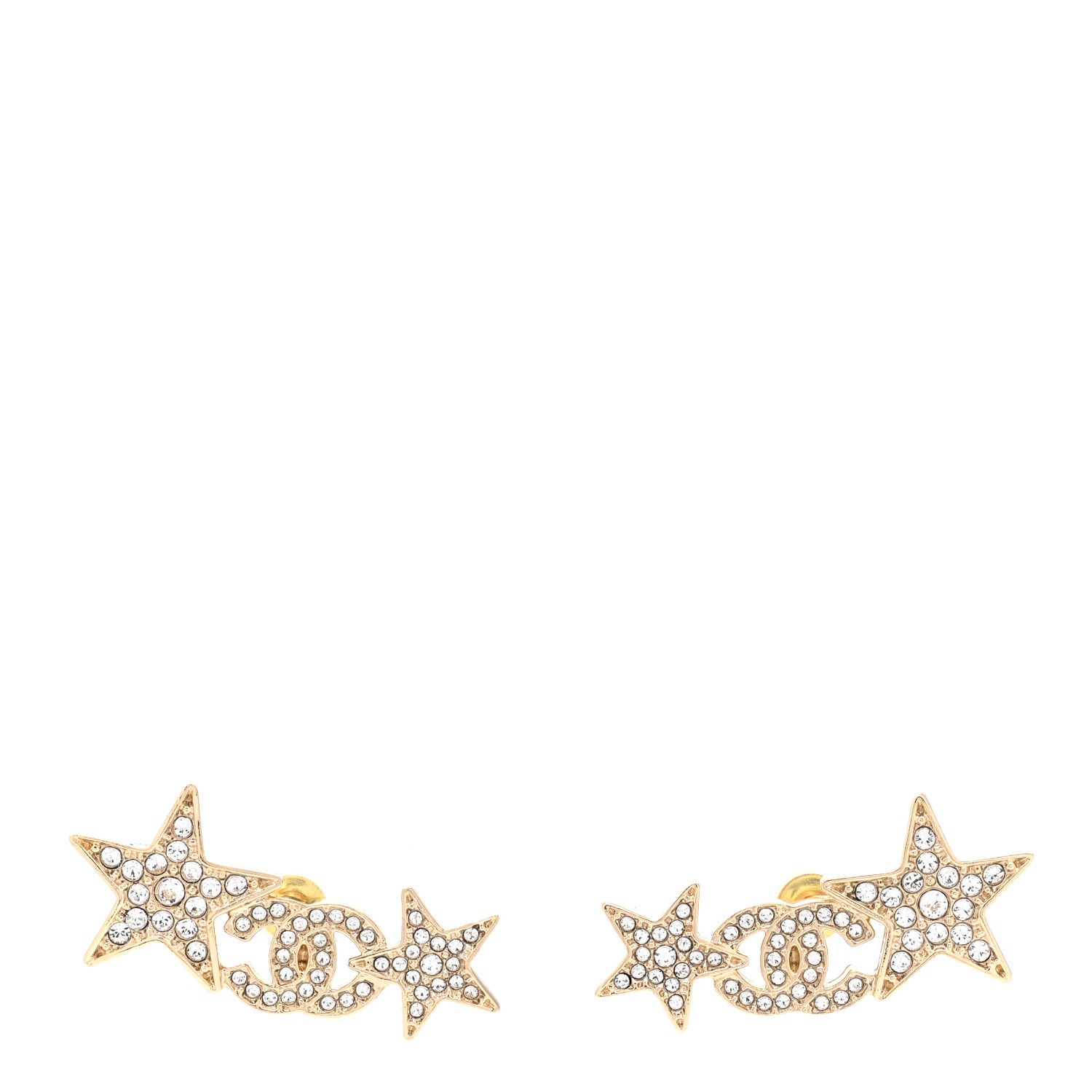 Chanel Crystal Star CC Earrings Gold 1 of 5