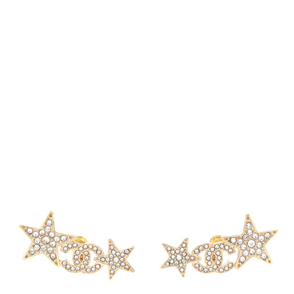Chanel Crystal Star CC Earrings Gold 1 of 5
