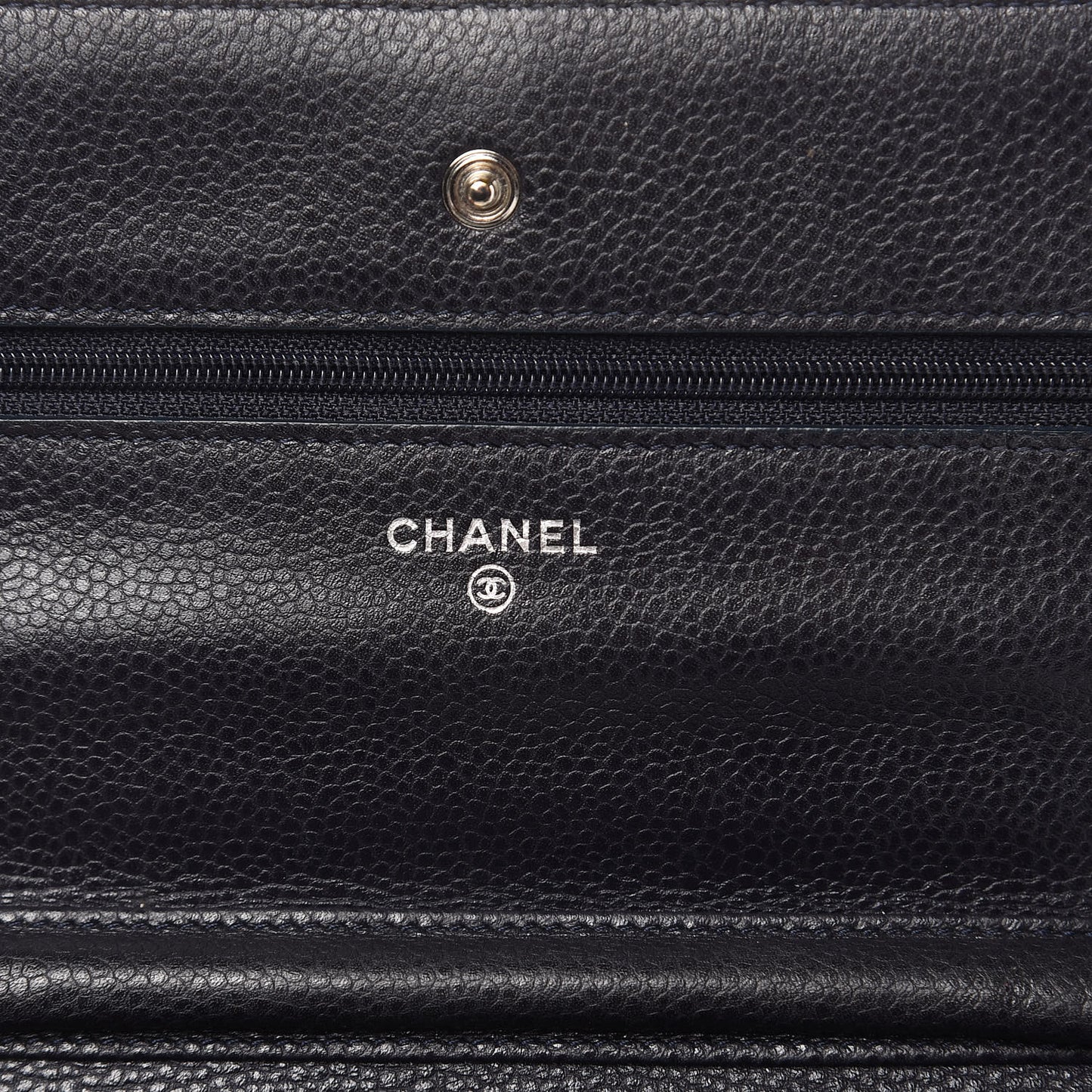 Caviar Quilted Wallet On Chain WOC Navy Blue