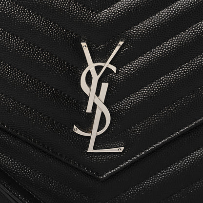 Saint Laurent Grain De Poudre Matelasse Chevron Monogram Envelope Clutch Black 8 of 11