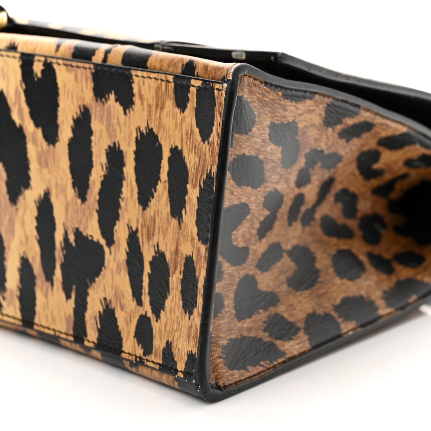 Balenciaga Smooth Calfskin Leopard Print Medium Hourglass Top Handle Bag Beige 9 of 12