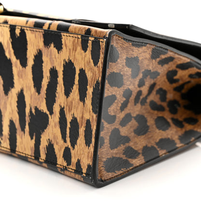 Balenciaga Smooth Calfskin Leopard Print Medium Hourglass Top Handle Bag Beige 9 of 12