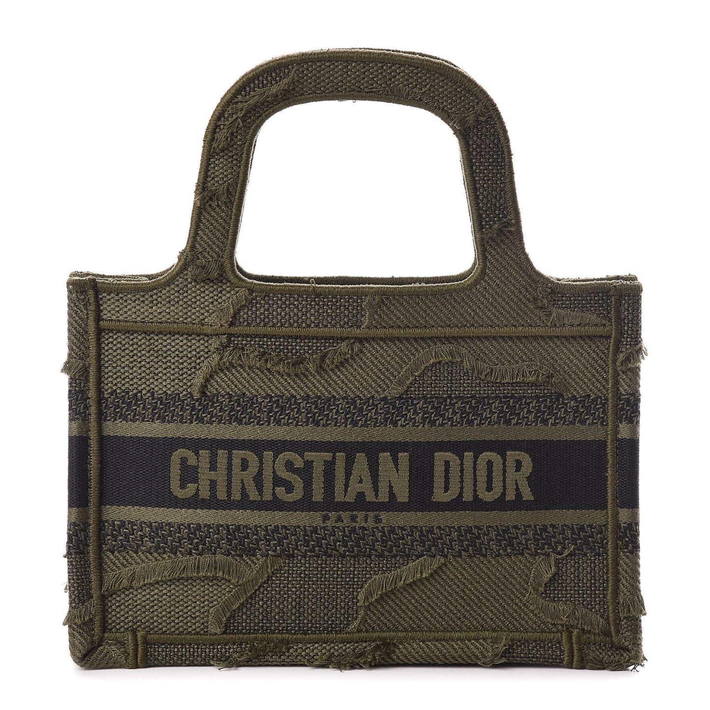 Canvas Embroidered Camouflage Mini Book Tote Green