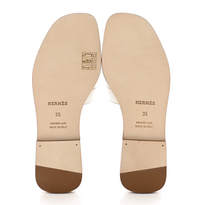 Hermes Box Calfskin Oran Sandals 35 White 5 of 9