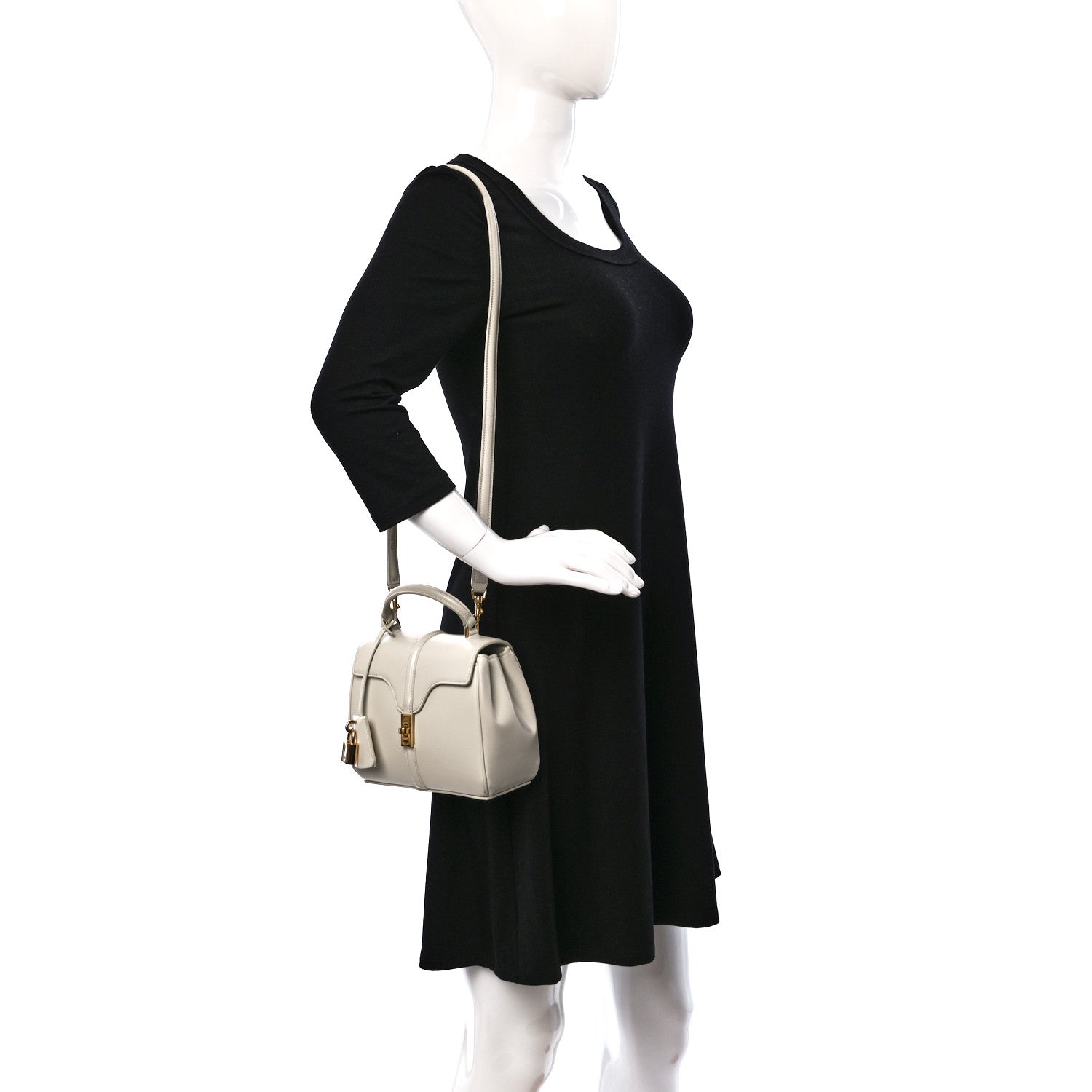 Celine Satinated Calfskin Mini 16 Top Handle Bag White 2 of 11