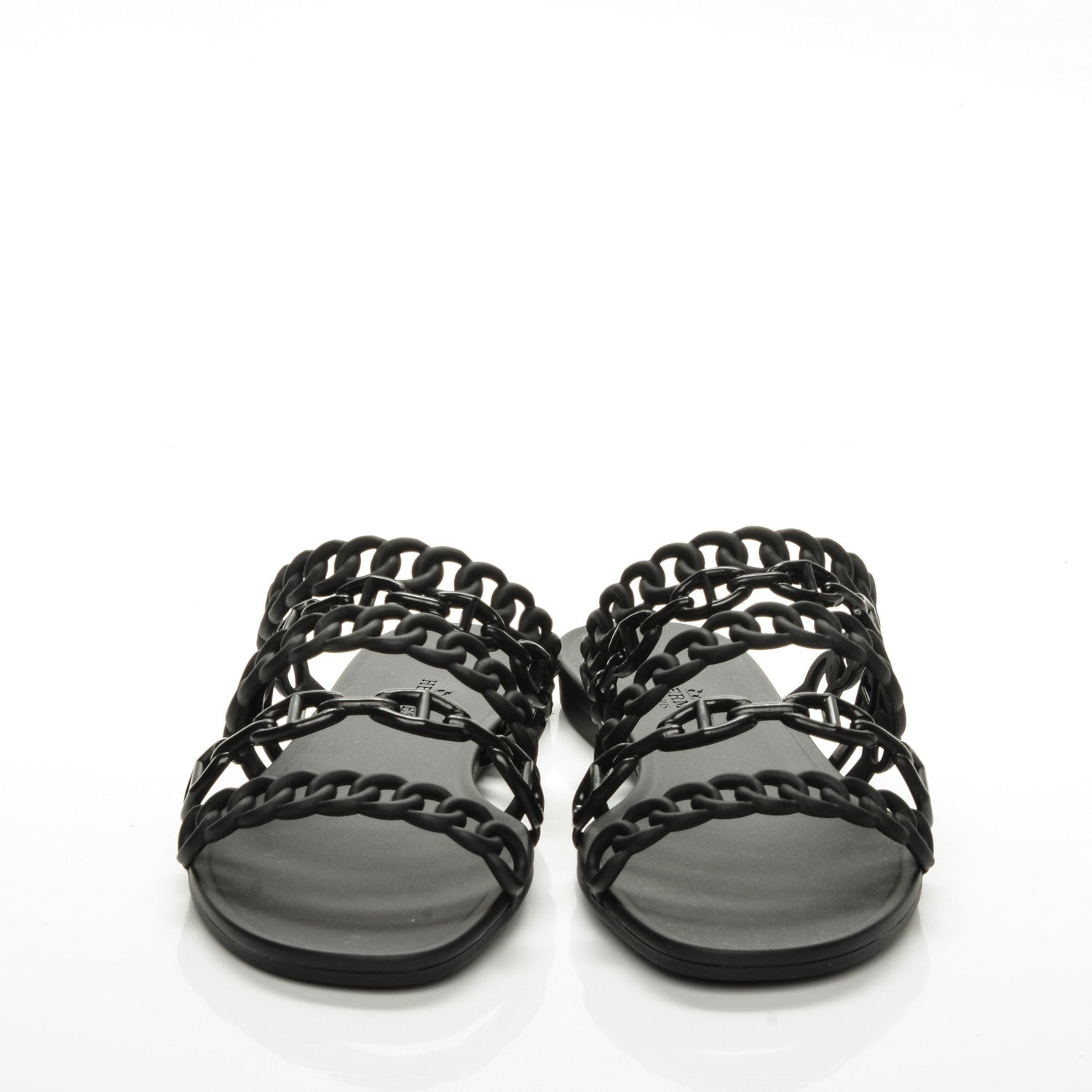 Hermes Rubber Chaine d'Ancre Nude Sandals 37 Black 2 of 7