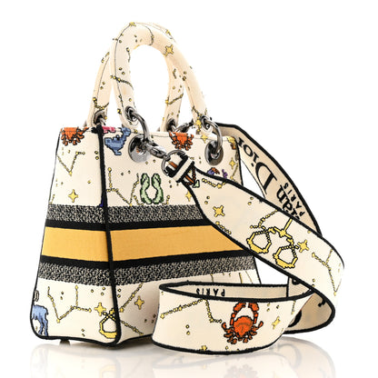 Christian Dior Canvas Pixel Zodiac Embroidered Medium Lady D-Lite Ecru Multicolor 3 of 11