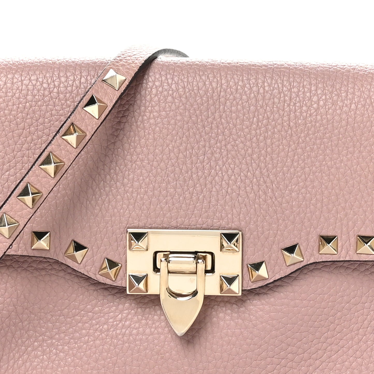 Pebbled Calfskin Medium Rockstud Flip Lock Crossbody Bag Poudre