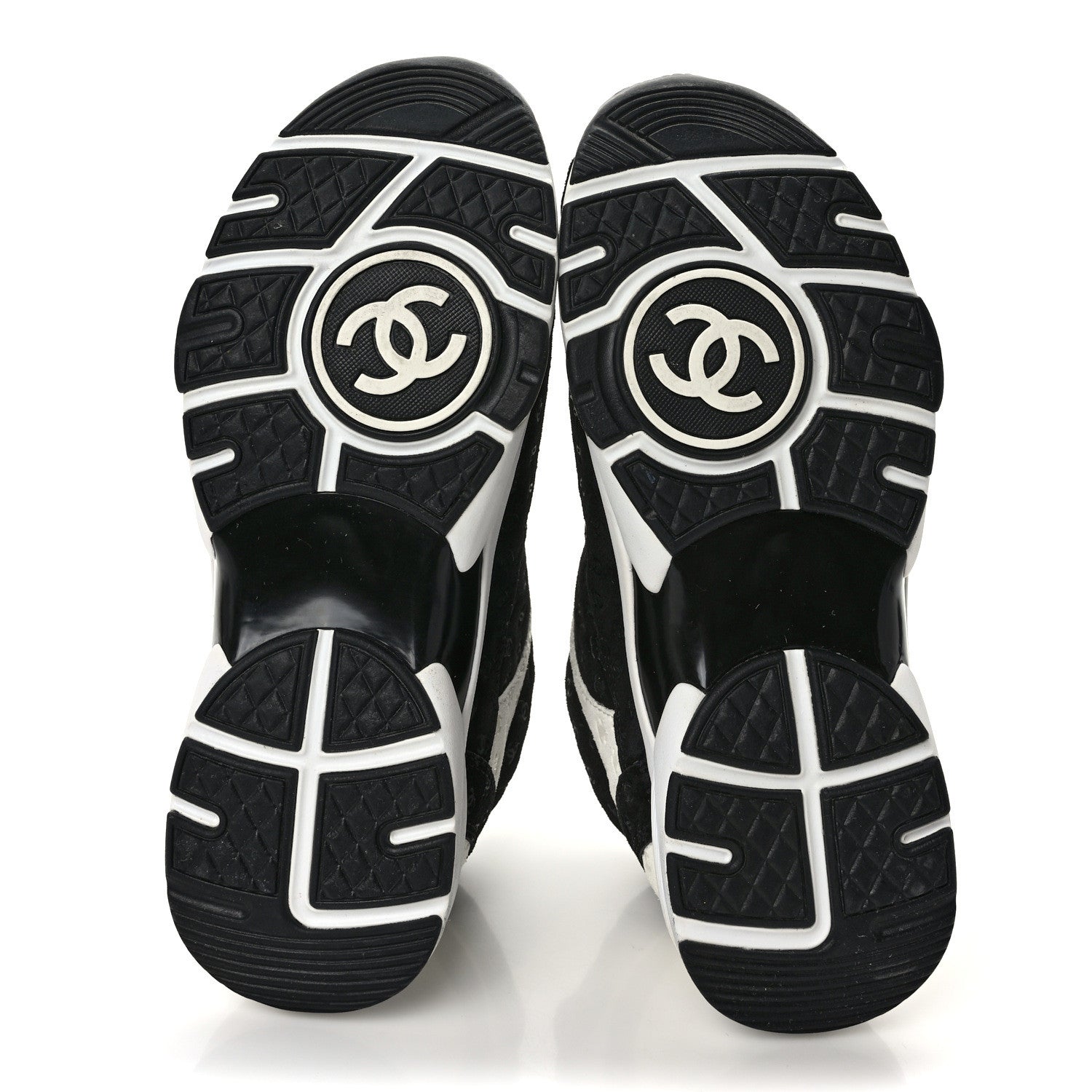 Chanel Nylon Suede Calfskin Printed CC Sneakers 37 White Black 5 of 8