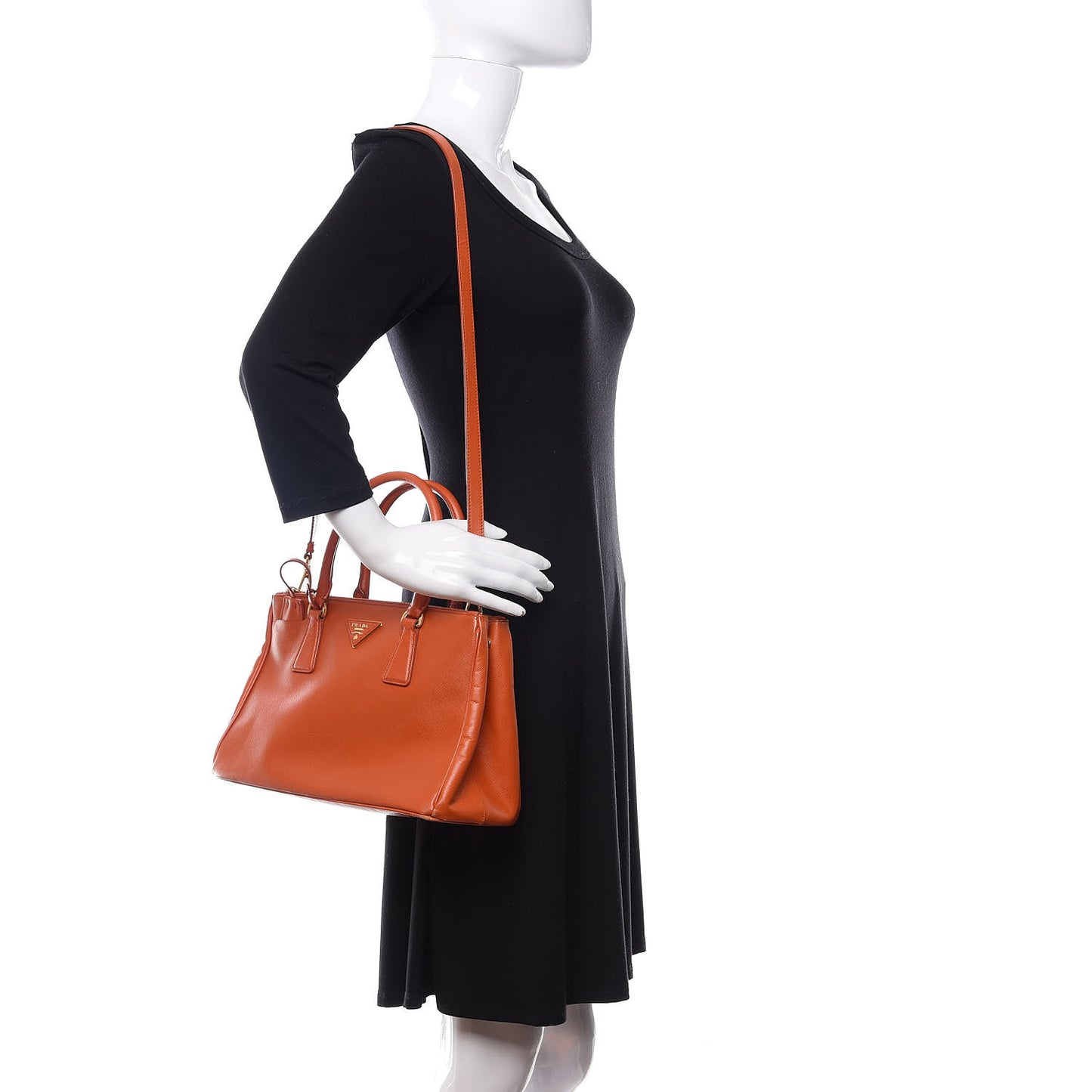 Saffiano Small Galleria Double Zip Tote Papaya