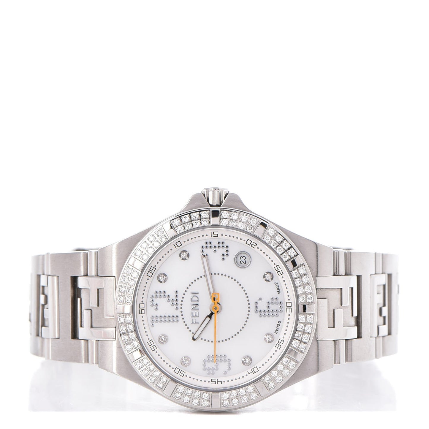 Stainless Steel Diamond Pave Bezel 33mm High Speed Quartz Watch