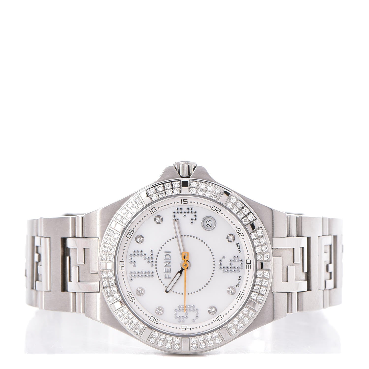 Fendi Stainless Steel Diamond Pave Bezel 33mm High Speed Quartz Watch 3 of 11