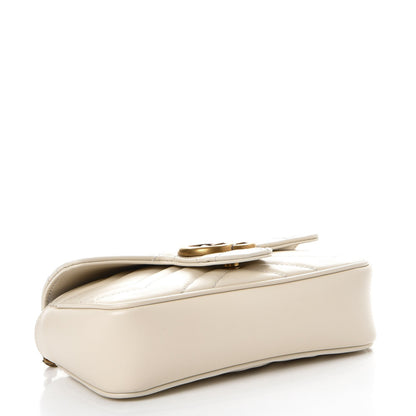 Gucci Calfskin Matelasse Super Mini GG Marmont Shoulder Bag White 5 of 9