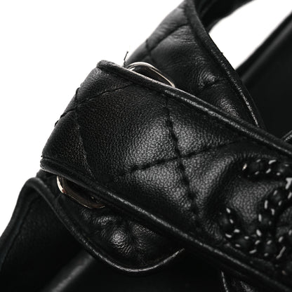Chanel Lambskin Quilted Velcro Dad Sandals 38.5 So Black 11 of 15