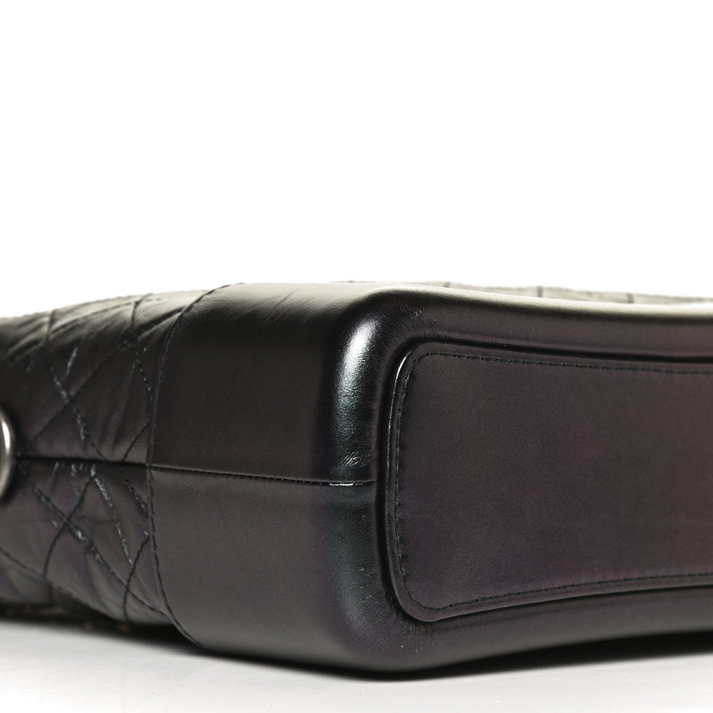 Iridescent Aged Calfskin Quilted Medium Gabrielle Hobo Black