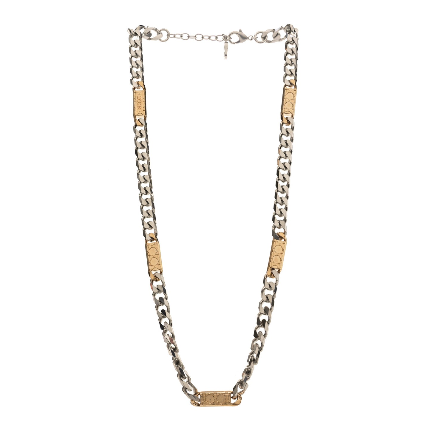 Metal Cannage Chain Link Necklace Gold Silver