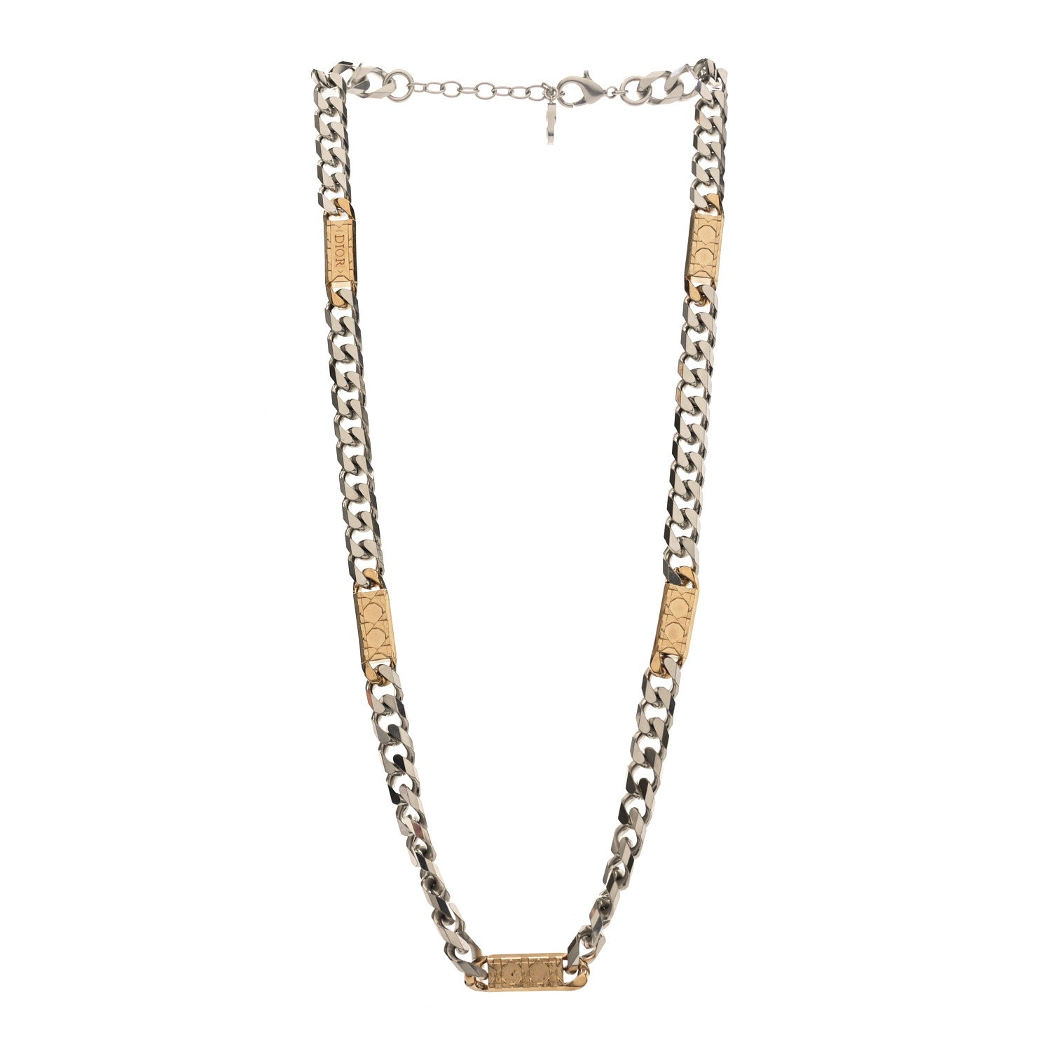 Christian Dior Metal Cannage Chain Link Necklace Gold Silver 3 of 5