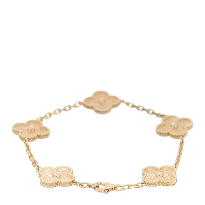 Van Cleef & Arpels 18K Yellow Gold 5 Motifs Vintage Alhambra Bracelet 2 of 4