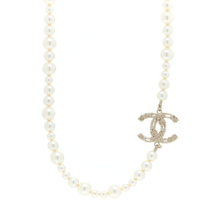 Chanel Pearl Crystal CC Short Necklace Gold 1 of 6