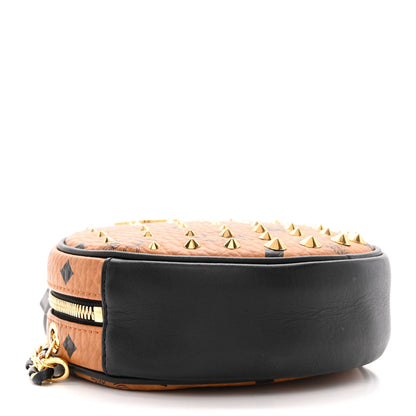 MCM Visetos Studded Orkestra Round Crossbody Cognac 4 of 10