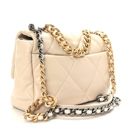 Chanel Goatskin Quilted Large Chanel 19 Flap Light Beige 3 of 9
