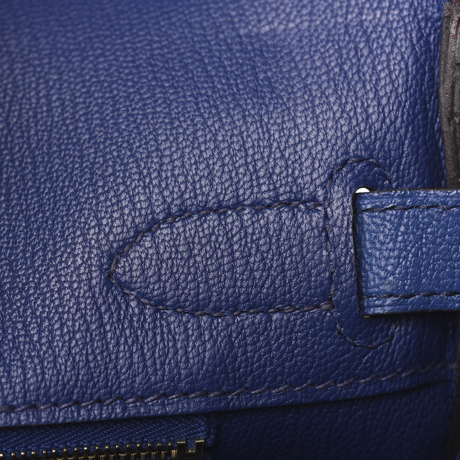 Hermes Chevre Mysore Horseshoe Birkin 30 Rouge Casaque Bleu Brighton 21 of 41