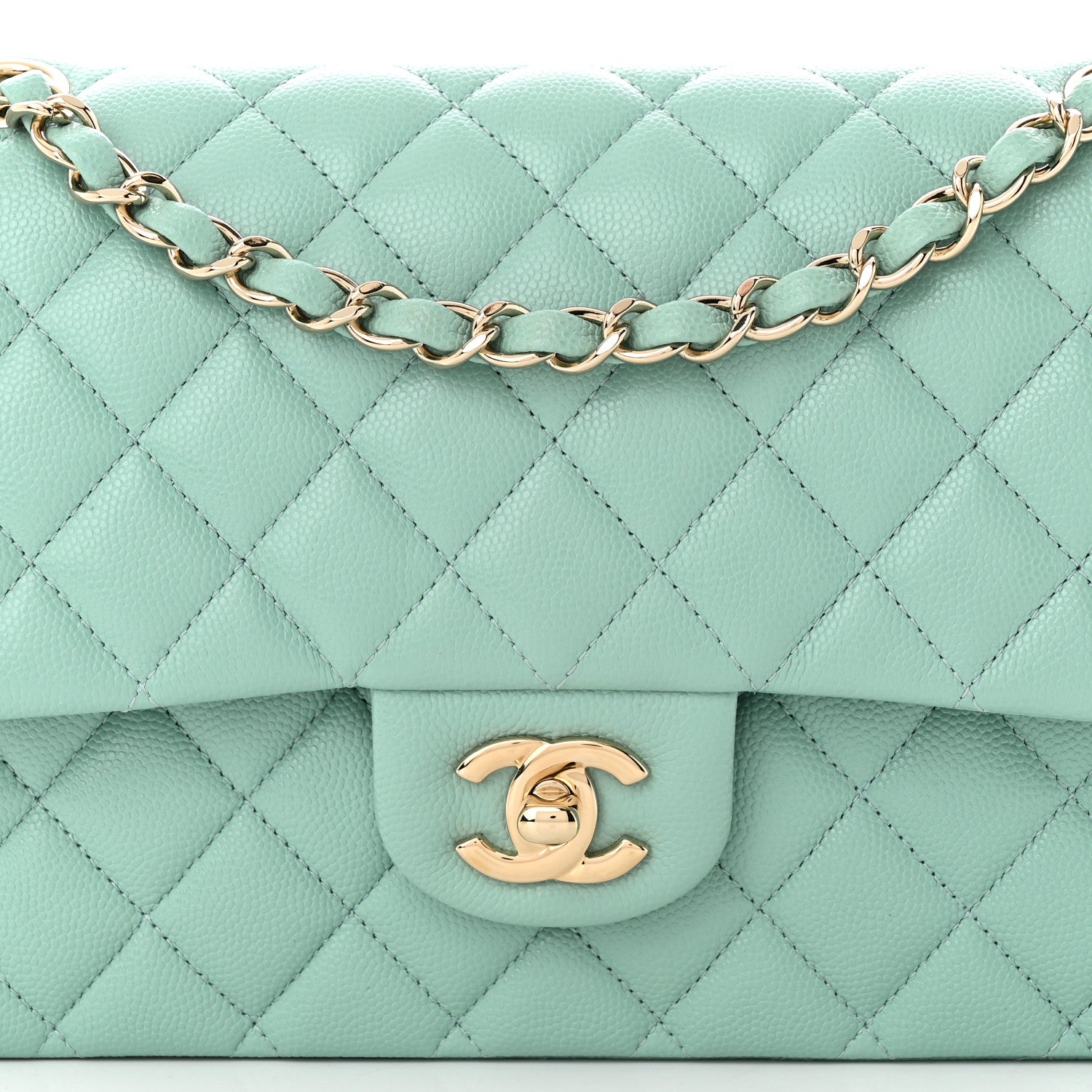 Chanel Caviar Quilted Medium Double Flap Light Blue 8 of 12