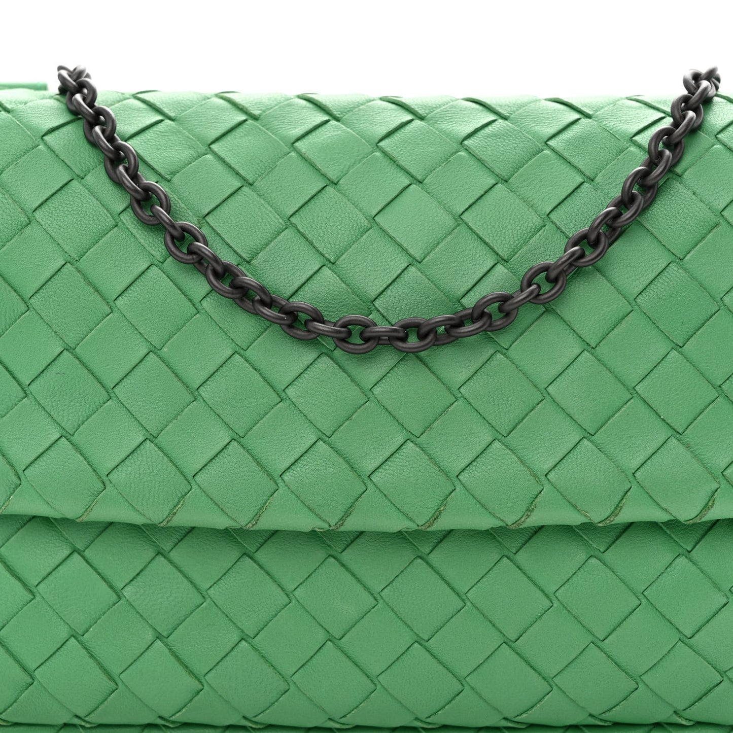 Nappa Intrecciato Mini Chain Messenger Green