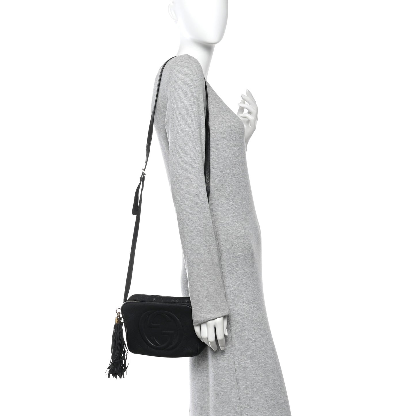 Pebbled Calfskin Small Soho Disco Bag Black