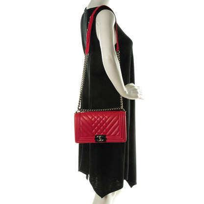 Chanel Lambskin Chevron Quilted Medium Boy Flap Dark Pink 2 of 7