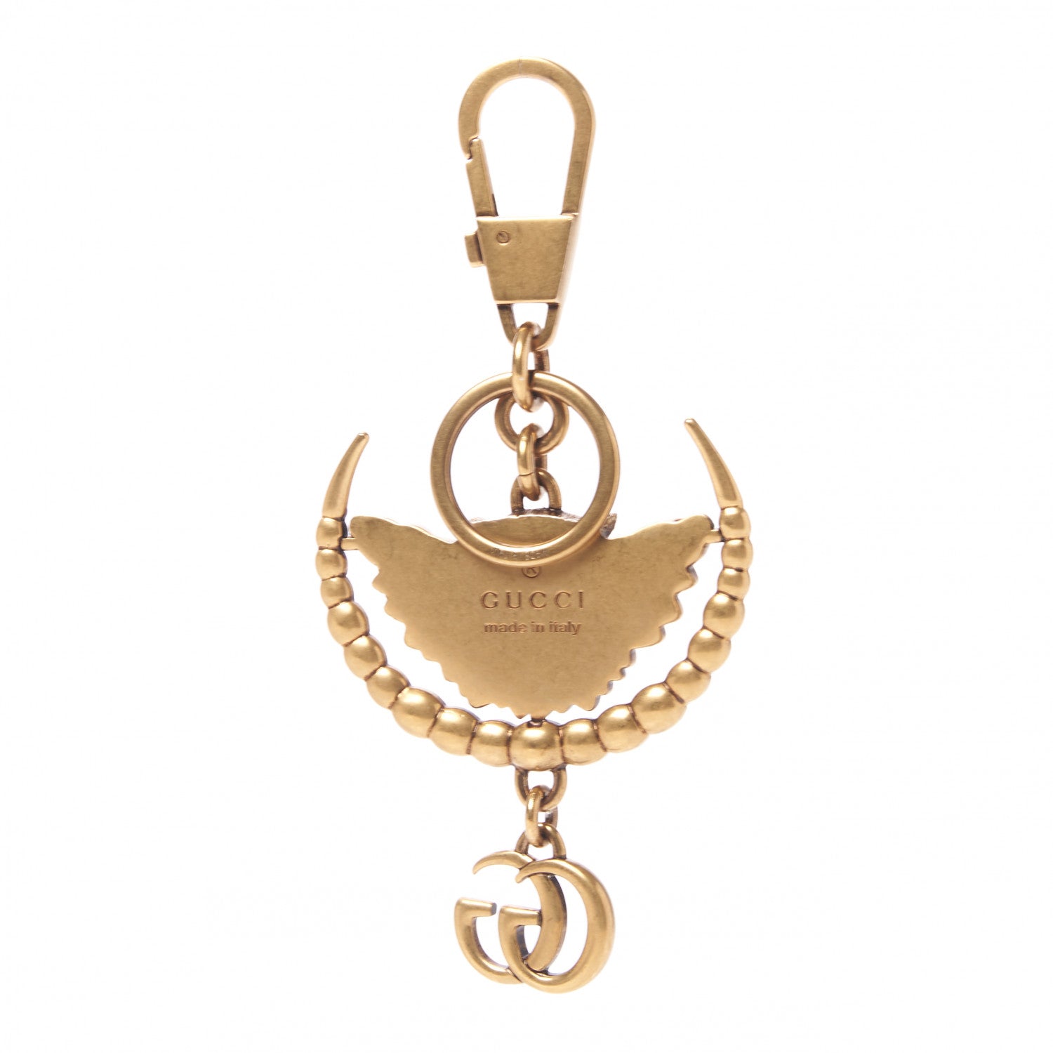 Gucci Metal Pearl Interlocking GG Tiger Key Charm Gold 3 of 4