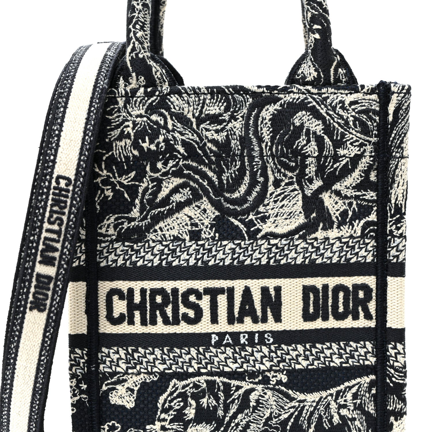 Christian Dior Canvas Toile de Jouy Reverse Embroidered Mini Book Tote Phone Bag Blue 8 of 10