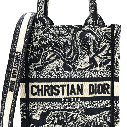Christian Dior Canvas Toile de Jouy Reverse Embroidered Mini Book Tote Phone Bag Blue 8 of 10