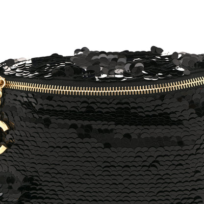 Chanel Sequin Calfskin Sparkling City Waist Bag Fanny Pack Black 8 of 10