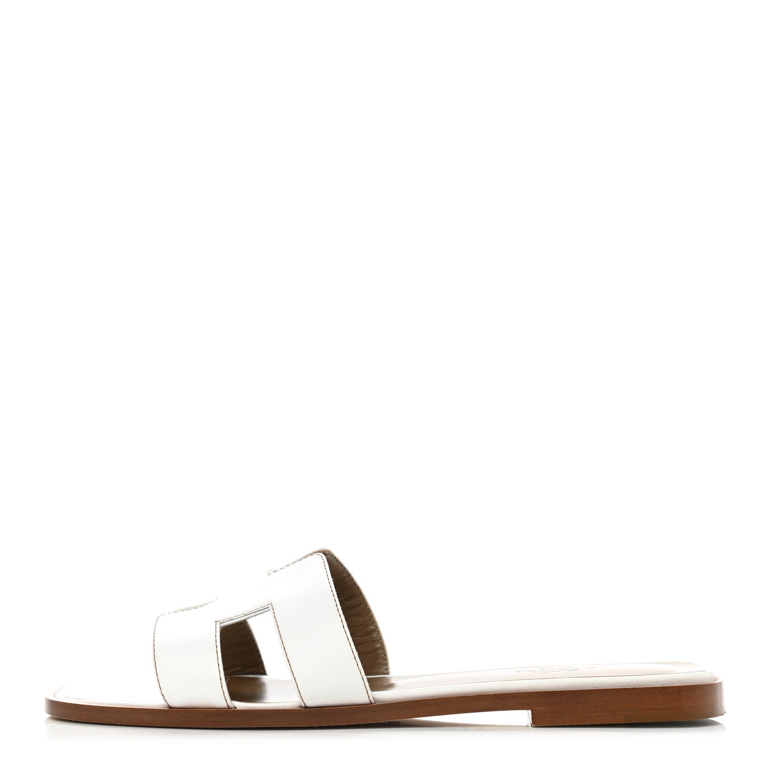 Hermes Box Calfskin Oran Sandals 37.5 White 1 of 10